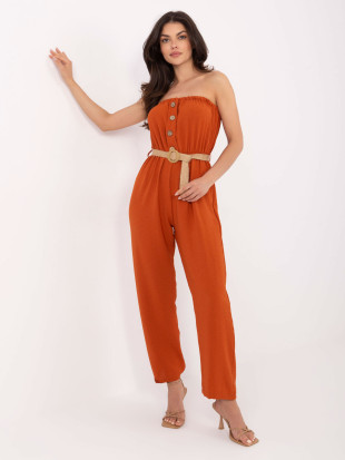 RUE PARIS Oranžni kombinezon s pasom