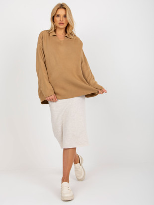 Camelov ženski oversize pulover z ovratnikom RUE PARIS