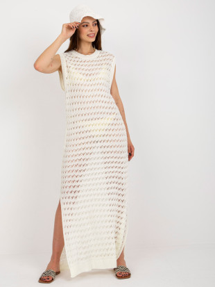Oversize maxi obleka v ecru