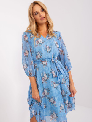 Modra oversize cvjetna haljina