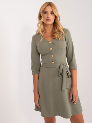 Elegantna razširjena obleka v khaki