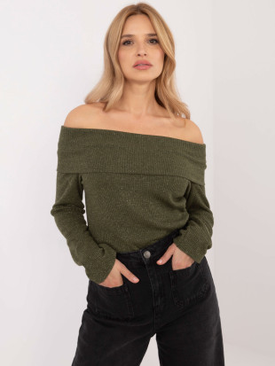 Elegantni khaki pulover z dolgimi rokavi