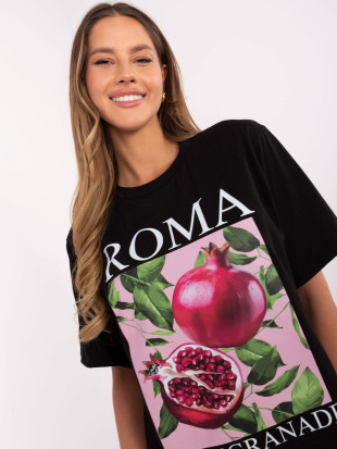Stilska črna majica s potiskom