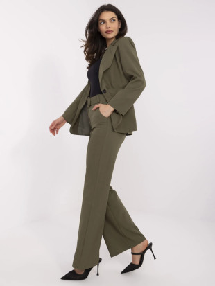 Elegantne khaki hlače z visokim pasom