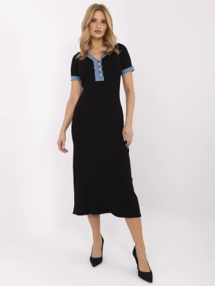 Elegantna midi obleka s kratkimi rokavi