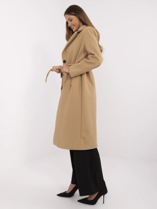 Eleganten prehodni plašč v camel barvi