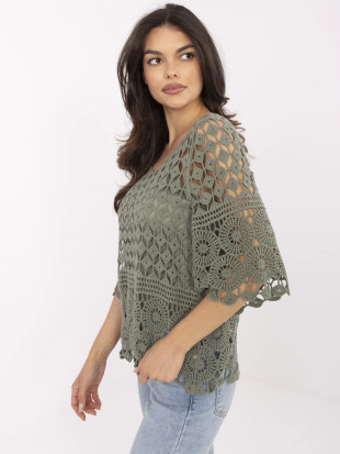 Stilska khaki bluzica s 3/4 rukavima