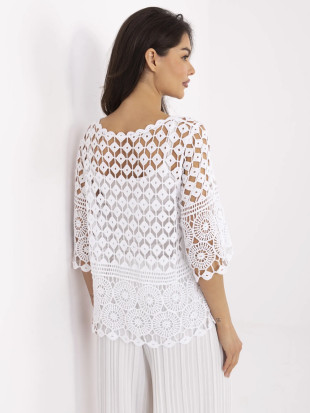 Bela boho bluzica s 3/4 rokavi