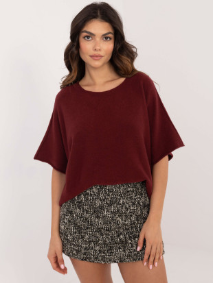 Eleganten bordo pulover s 3/4 rokavi