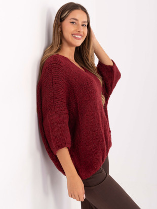 Stilski bordo pulover s 3/4 rokavi