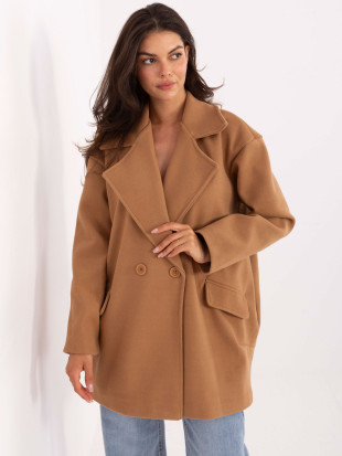 Eleganten prehodni plašč v camel barvi