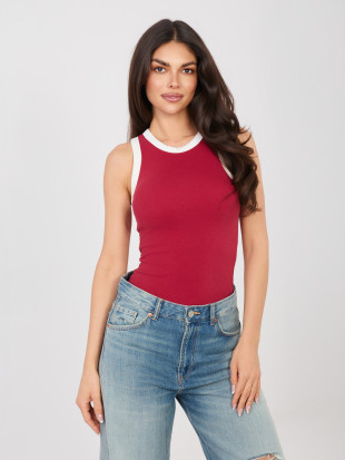 Kratek rdeč bombažni top brez rokavov