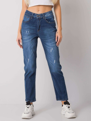 Temno modri mom jeans s ravnim krojem