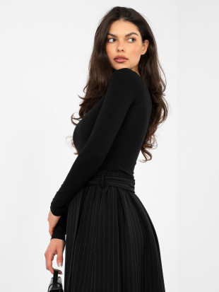 Črna bombažna bluza z dolgimi rokavi in podlogo