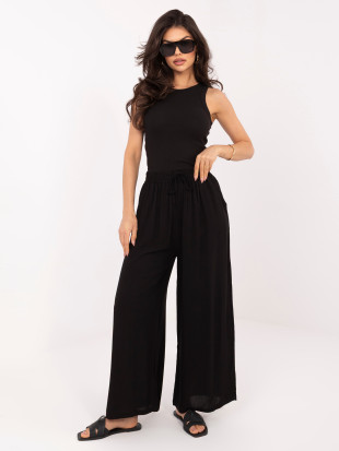 Črne palazzo hlače iz viskoze