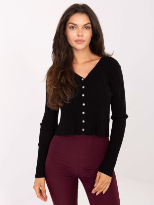 Eleganten črn pulover z V-izrezom