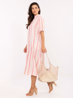 Oversize bela-roza obleka