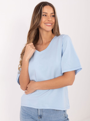 Ženska svetlo modra majica z V-izrezom