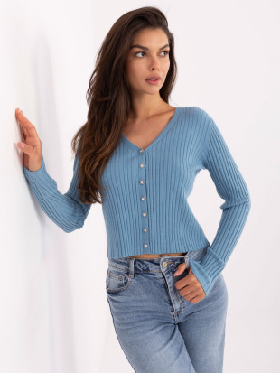Elegantna modra pulover s V-izrezom