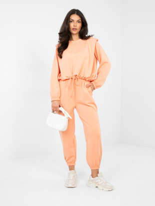 Ženski oranžni komplet z zavezovanjem in dolgimi rokavi