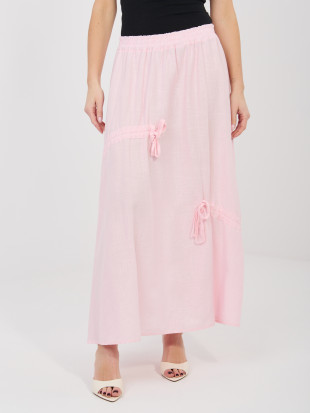 Svetlo roza midi krilo z zavezovanjem