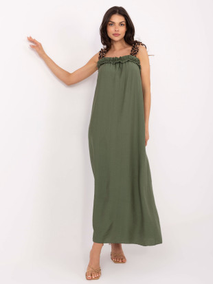 Maxi obleka v khaki barvi