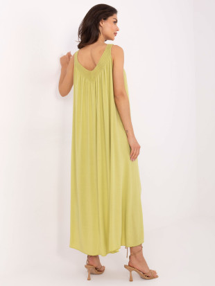 Limonkasta oversize obleka z V izrezom