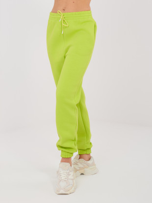Ženski limetasto zeleni športni joggerji z visokim pasom