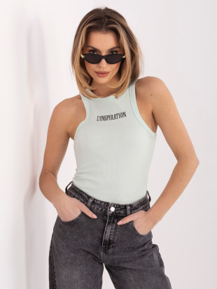 Mint rebrast top z vezenino