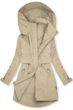 Spomladanska parka z veliko kapuco bež