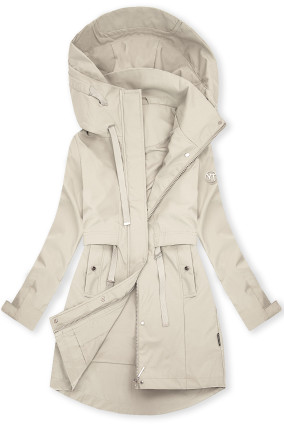 Ecru spomladanska parka z veliko kapuco