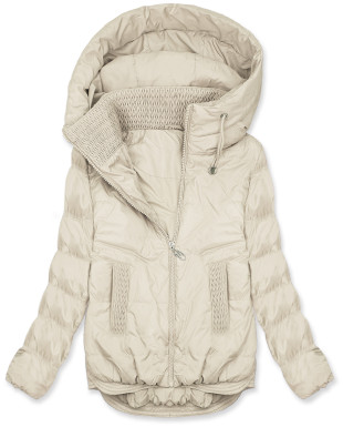 Prešita ženska pomladna jakna do pasu ecru