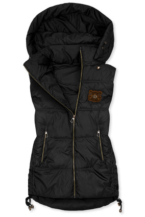 Ženski prešit brezrokavnik s snemljivo kapuco črna