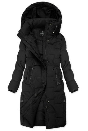 Prešita zimska jakna podaljšanega kroja, črna