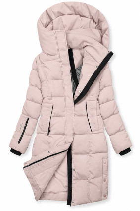 Ženska zimska jakna s kapuco roza DESIGN